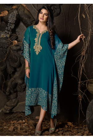 Green Color Designer Goergette Kurti